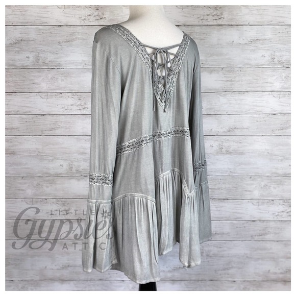 POL Stone Grey Tie it Up Bohemian Tunic - Picture 4 of 12
